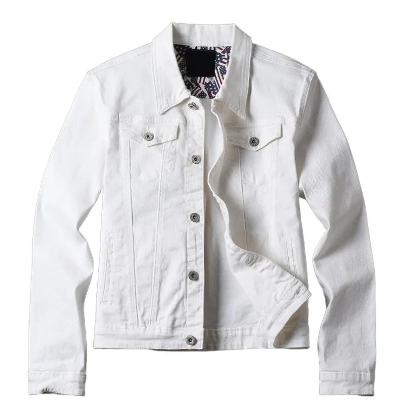 Men's Fashion Solid Color Lapel Chest Pocket Single Breasted Denim Jacket 01774621Z sold by Manly