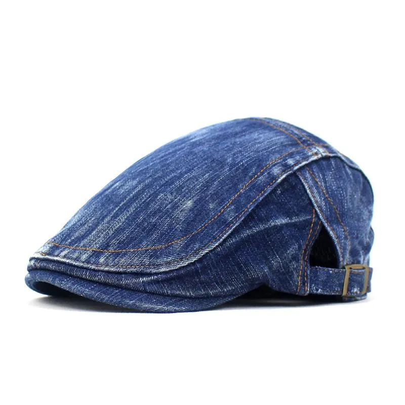 Men's Washed Denim Beret Hat 03113585U sold by Manly
