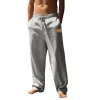 Men's Solid Color Cotton And Linen Elastic Waist Casual Pants 03283799Z sold by Manly