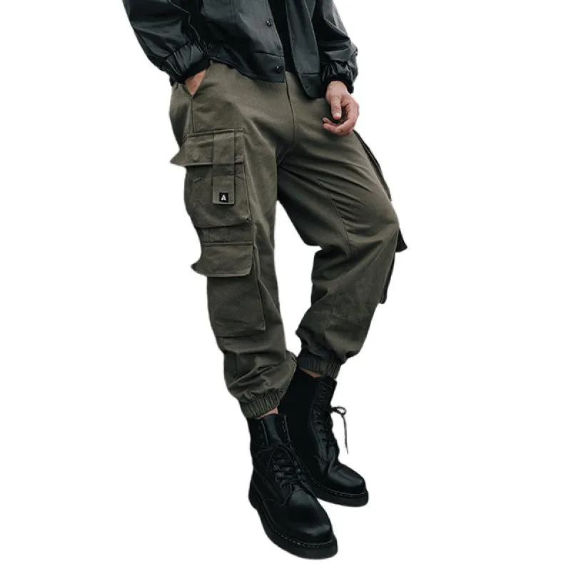 Men's Solid Color Loose Multi-pocket Cargo Pants 25408161Z sold by Manly