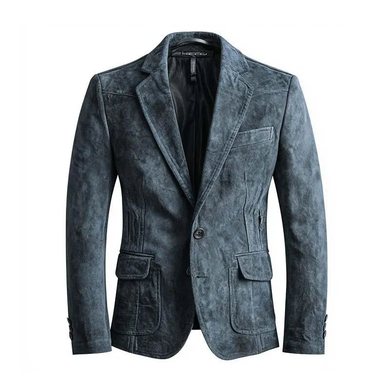 Men's Vintage Classic Multi-Pocket Button Slim Suede Blazer 82158079K sold by Manly