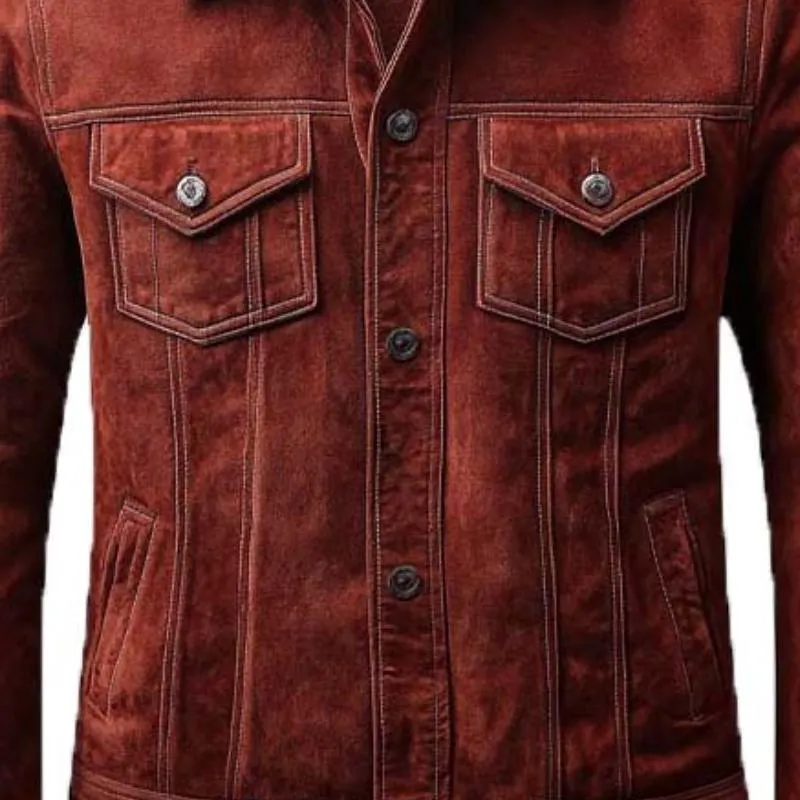 Men's Vintage Classic Multi-Pocket Button Lapel Slim Suede Jacket 07008513K sold by Manly product image thumbnail 4