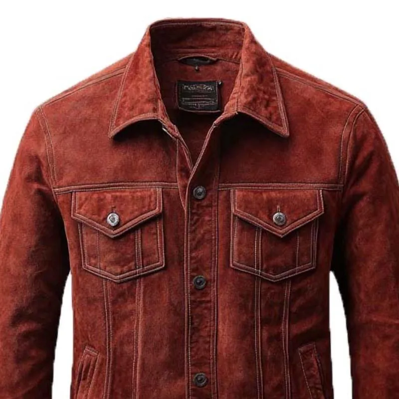 Men's Vintage Classic Multi-Pocket Button Lapel Slim Suede Jacket 07008513K sold by Manly product image thumbnail 3