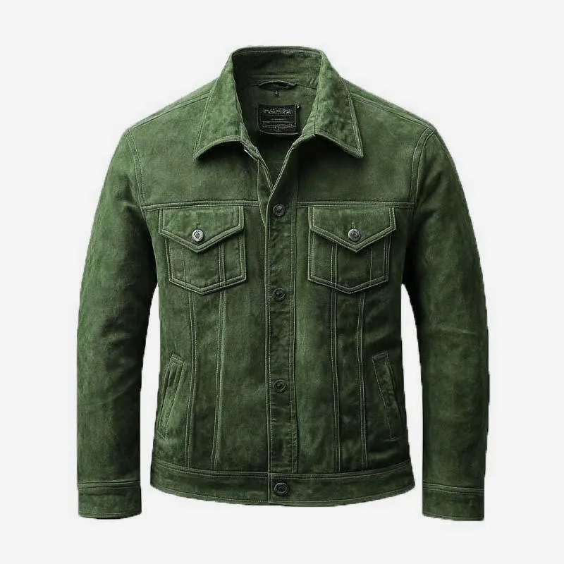 Men's Vintage Classic Multi-Pocket Button Lapel Slim Suede Jacket 07008513K sold by Manly product image thumbnail 2