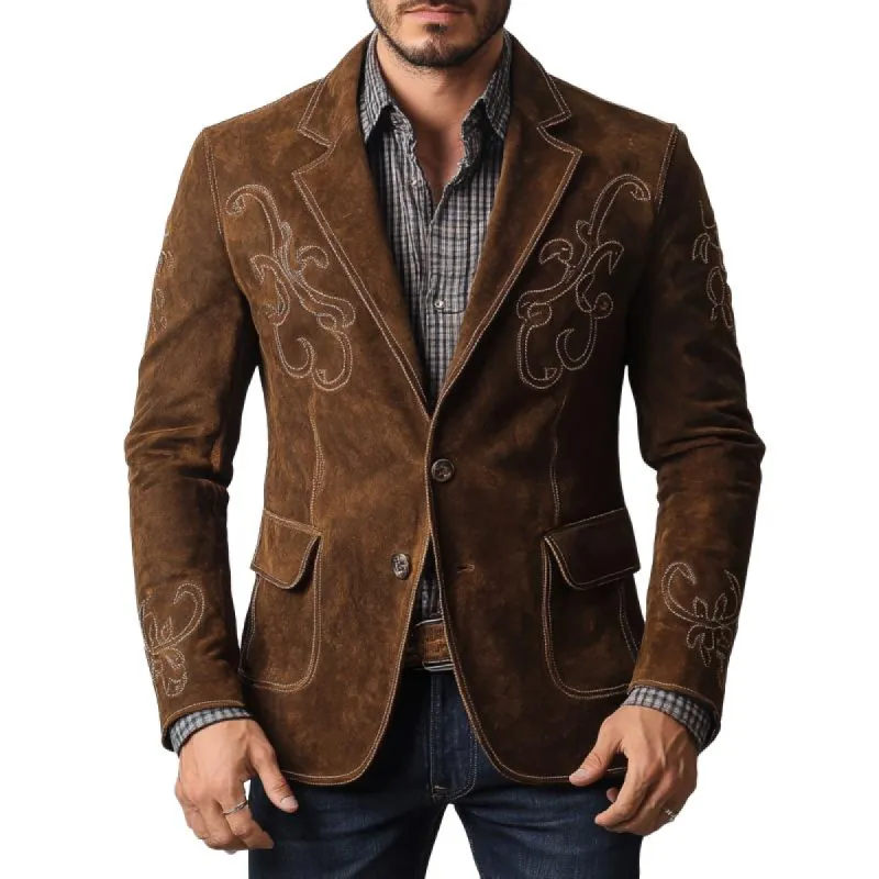 Men's Retro Classic Western Cowboy Style Slim Suede Blazer 42170927K sold by Manly