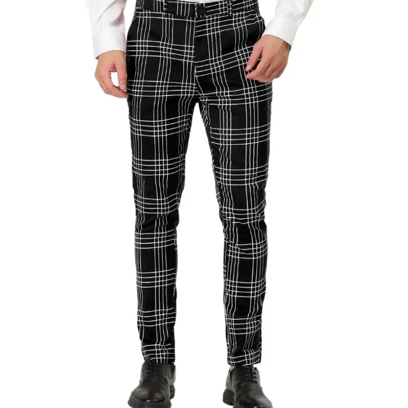 Men's Retro Casual Simple Slim Fit Plaid Skinny Suit Pants 40425148TO sold by Manly product image thumbnail 5