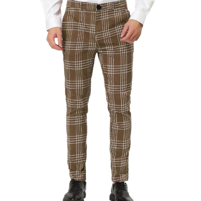 Men's Retro Casual Simple Slim Fit Plaid Skinny Suit Pants 40425148TO sold by Manly product image thumbnail 4