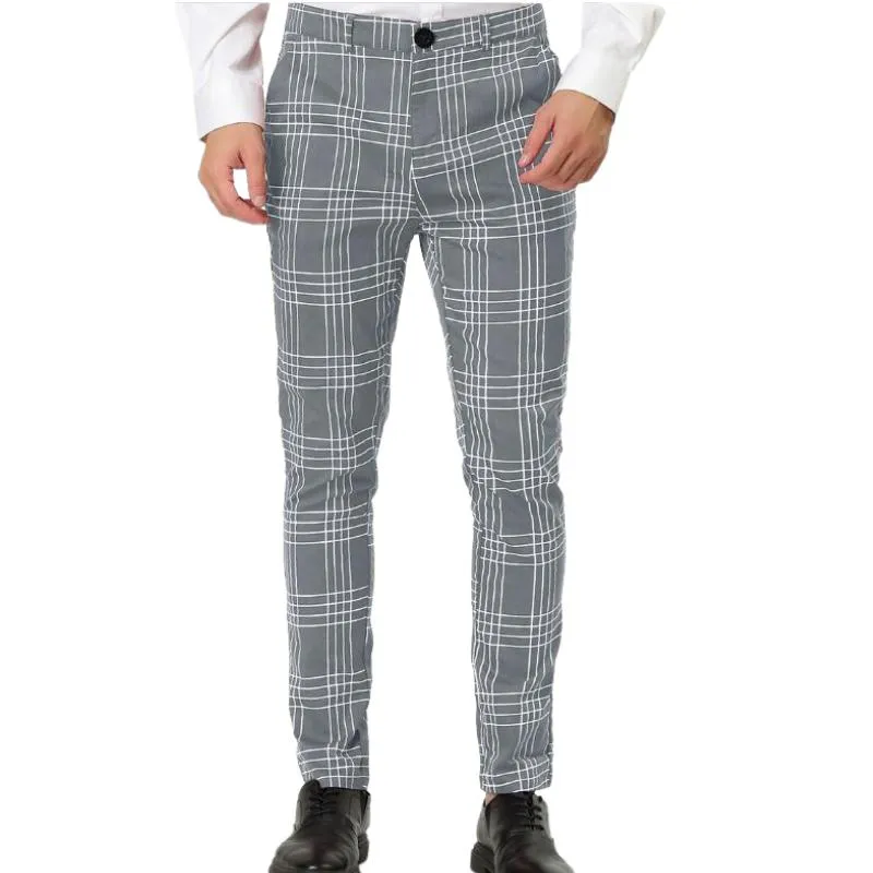 Men's Retro Casual Simple Slim Fit Plaid Skinny Suit Pants 40425148TO sold by Manly product image thumbnail 3