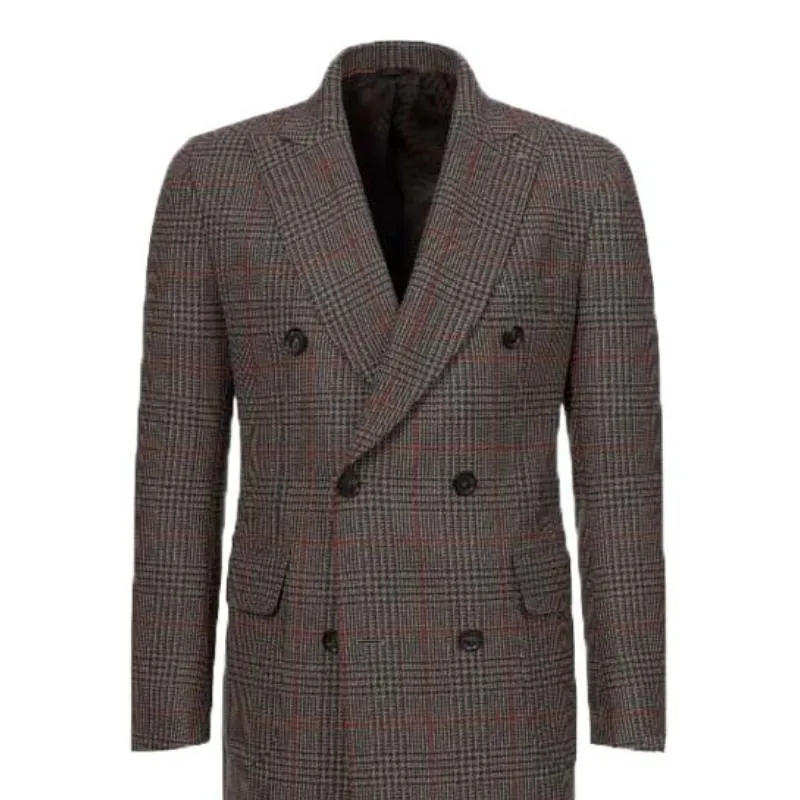 Men's Vintage Classic Check Button Double Breasted Thigh-Length Blazer 20106231K sold by Manly product image thumbnail 4