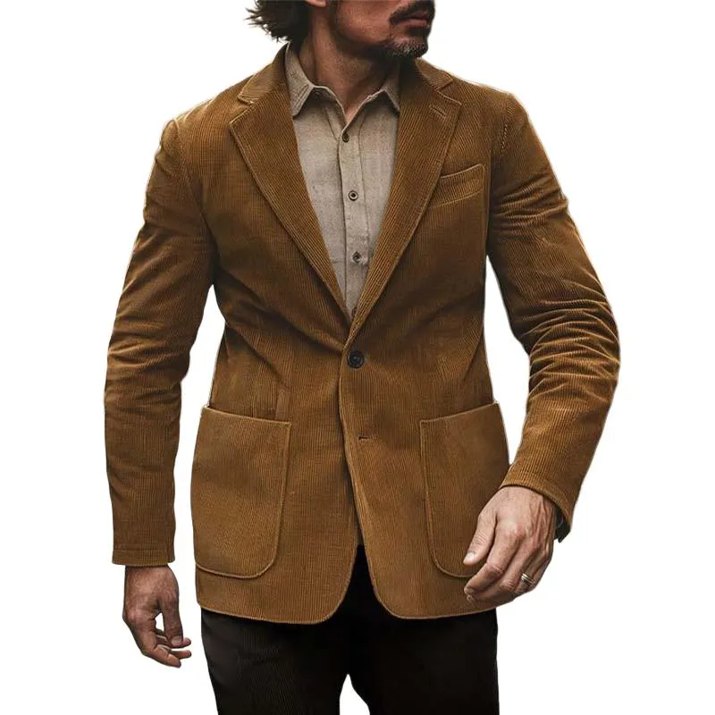 Men's Vintage Classic Slim Fit Multi-Pocket Button Corduroy Blazer 65705582K sold by Manly