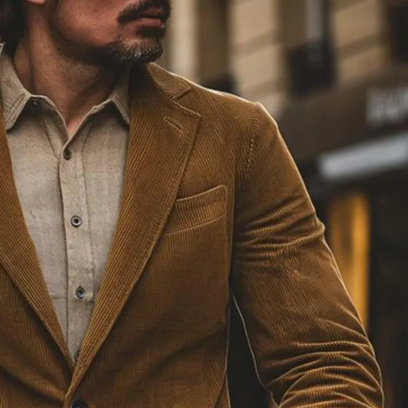 Men's Vintage Classic Slim Fit Multi-Pocket Button Corduroy Blazer 65705582K sold by Manly product image thumbnail 3