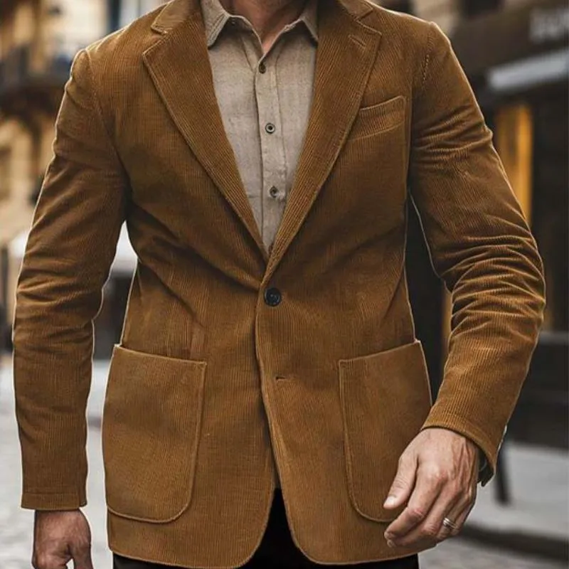 Men's Vintage Classic Slim Fit Multi-Pocket Button Corduroy Blazer 65705582K sold by Manly product image thumbnail 2