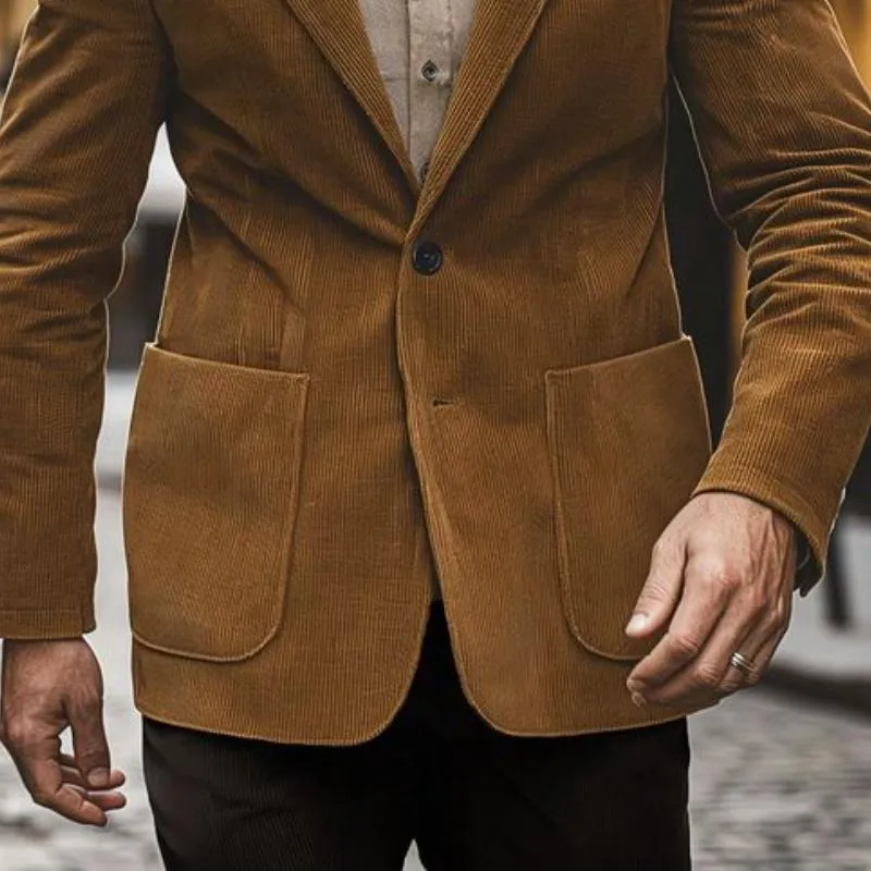 Men's Vintage Classic Slim Fit Multi-Pocket Button Corduroy Blazer 65705582K sold by Manly product image thumbnail 4