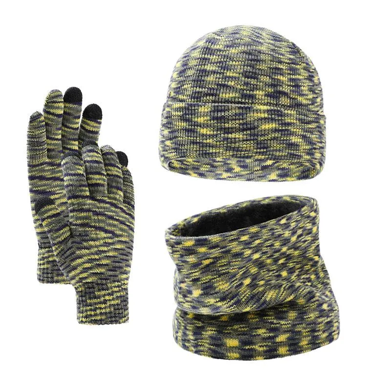 Men's Winter Plus Velvet Hat Scarf Gloves Three-piece Knitted Hat 11161881K sold by Manly product image thumbnail 5