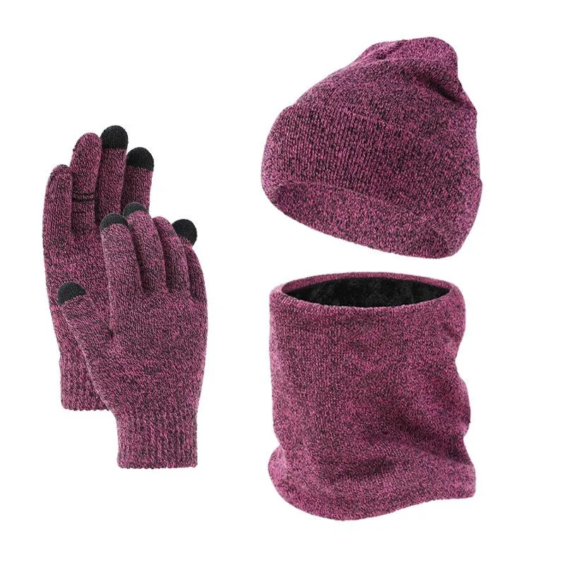 Men's Winter Plus Velvet Hat Scarf Gloves Three-piece Knitted Hat 11161881K sold by Manly product image thumbnail 2