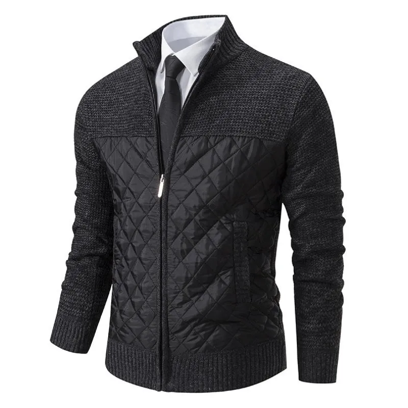 Men's Quilted Stand Collar Knit Cardigan 16216098F sold by Manly