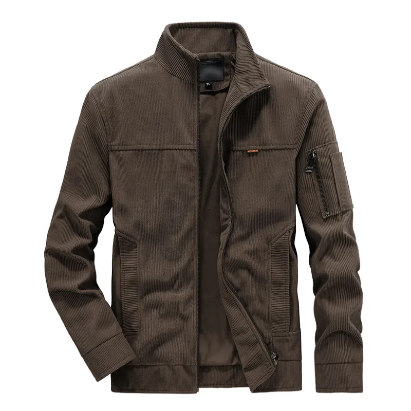 Men's Casual Stand Collar Corduroy Jacket 41335546F sold by Manly