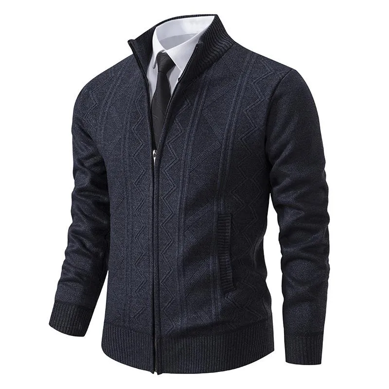 Men's Zipper Stand Collar Casual Knit Cardigan 97979715F sold by Manly product image thumbnail 2