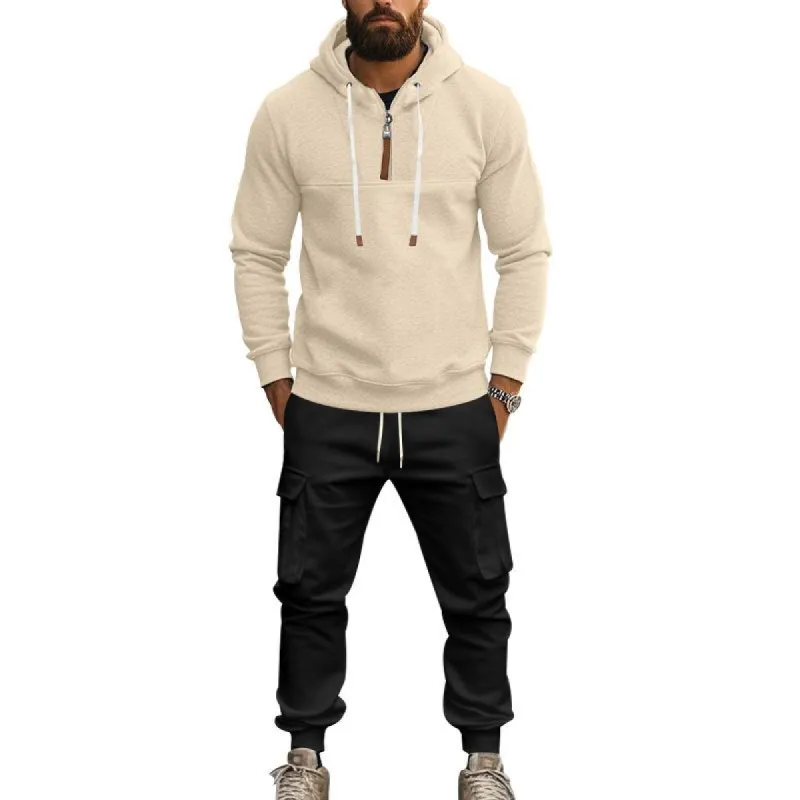 Men's Casual Loose Zipper Pullover Hoodie Elastic Waist Sports Pants Set 22777738M sold by Manly