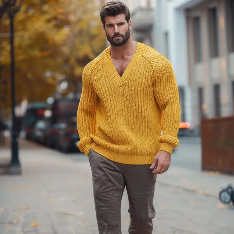 Men's Classic Comfort Slim Fit V-Neck Long Sleeve Sweater 58760262K sold by Manly product image thumbnail 2