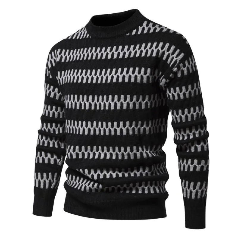 Men's Warm Pullover Striped Knitted Sweater 06249609F sold by Manly