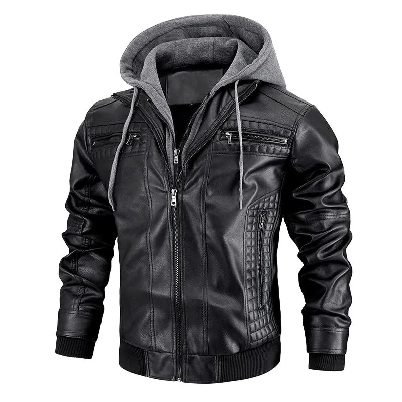 Men's Hooded Warm Leather Jacket 32828401F sold by Manly product image thumbnail 3
