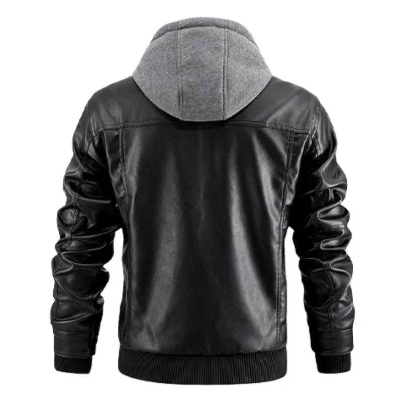 Men's Hooded Warm Leather Jacket 32828401F sold by Manly product image thumbnail 5