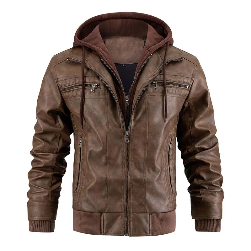 Men's Hooded Warm Leather Jacket 32828401F sold by Manly product image thumbnail 2