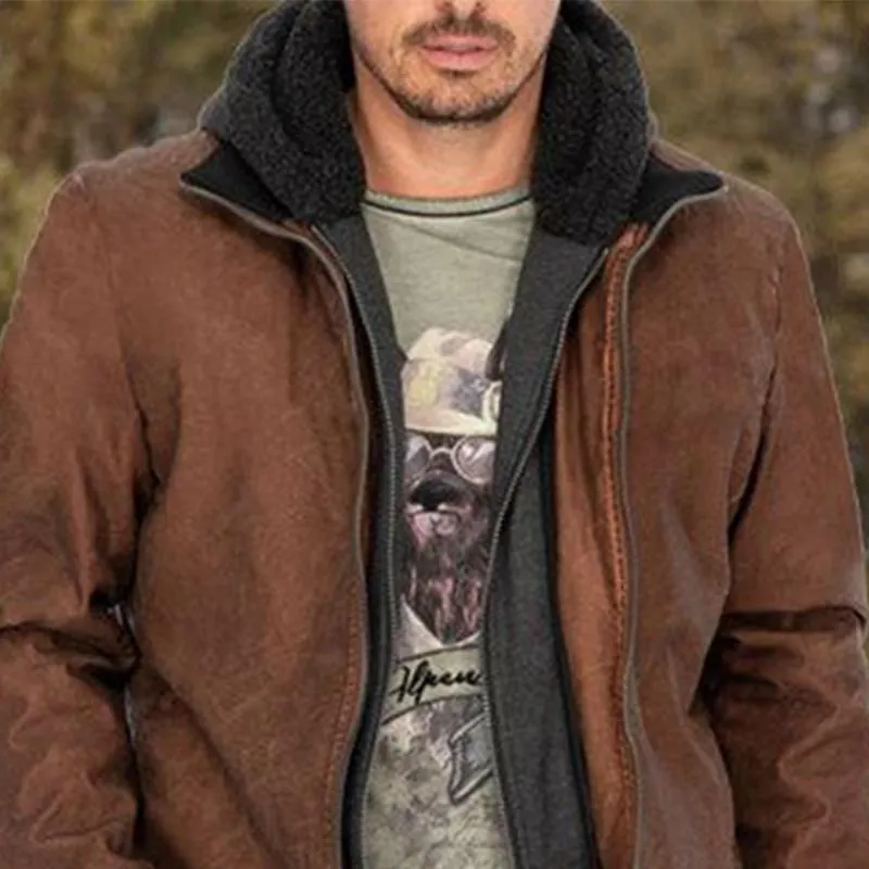 Men's Vintage Solid Lapel Leather Jacket 61073334X sold by Manly product image thumbnail 2