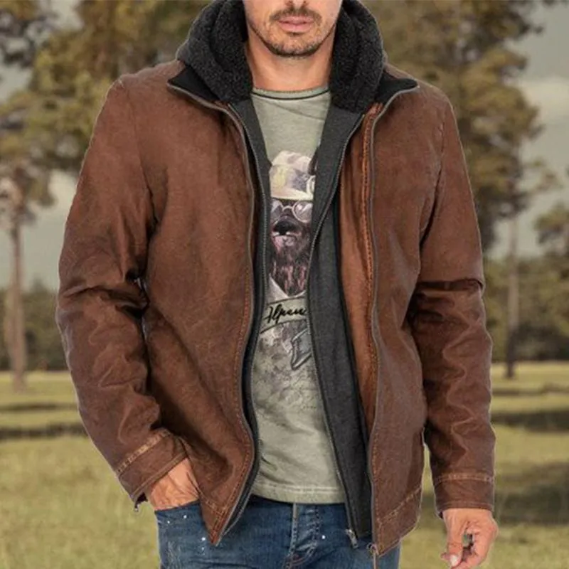 Men's Vintage Solid Lapel Leather Jacket 61073334X sold by Manly product image thumbnail 3