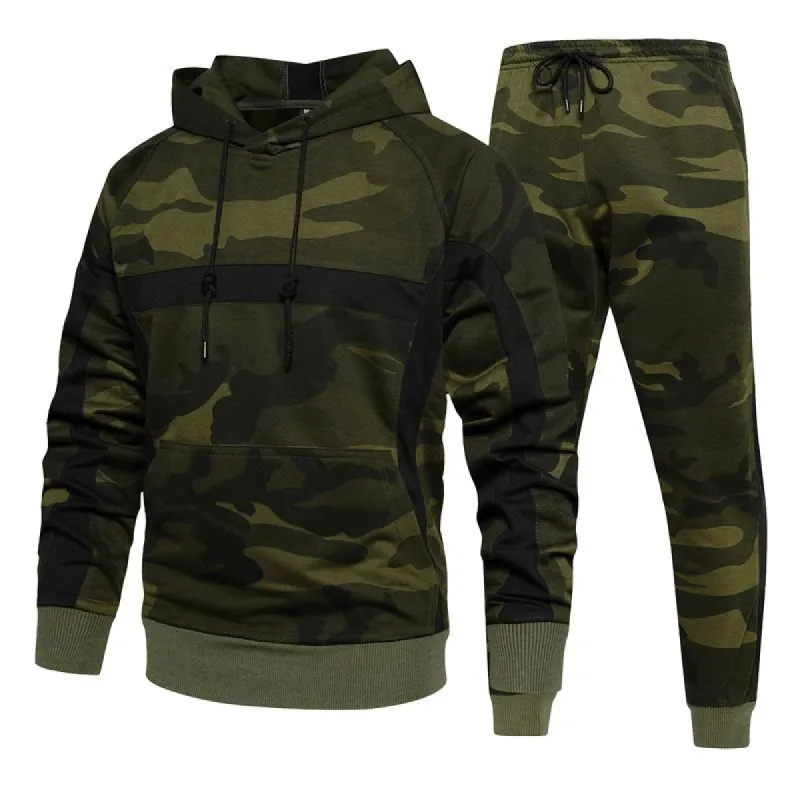 Men's Casual All-match Camouflage Hoodie Trousers Set 81349705F sold by Manly