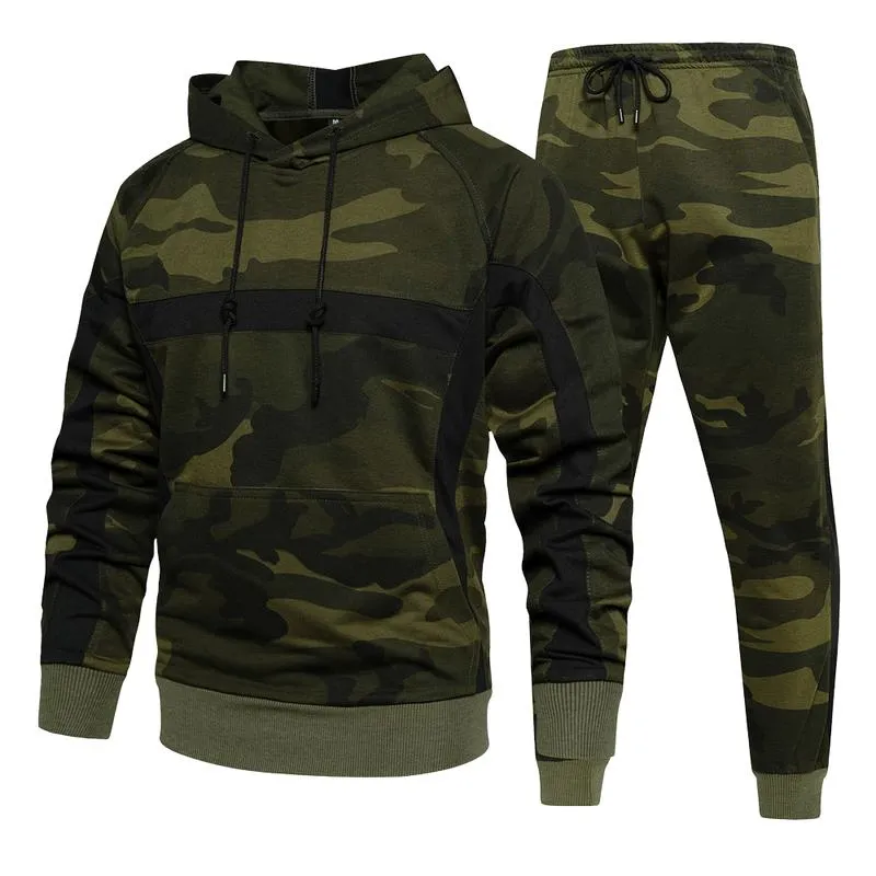 Men's Casual All-match Camouflage Hoodie Trousers Set 81349705F sold by Manly