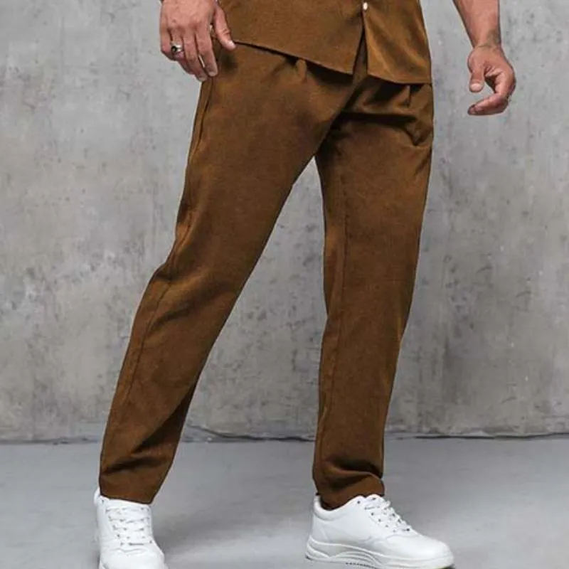 Men's Classic Casual Slim Fit Multi-Pocket Long Sleeve Shirt Elastic Waist Casual Pants Suede Set 00630283K sold by Manly product image thumbnail 3
