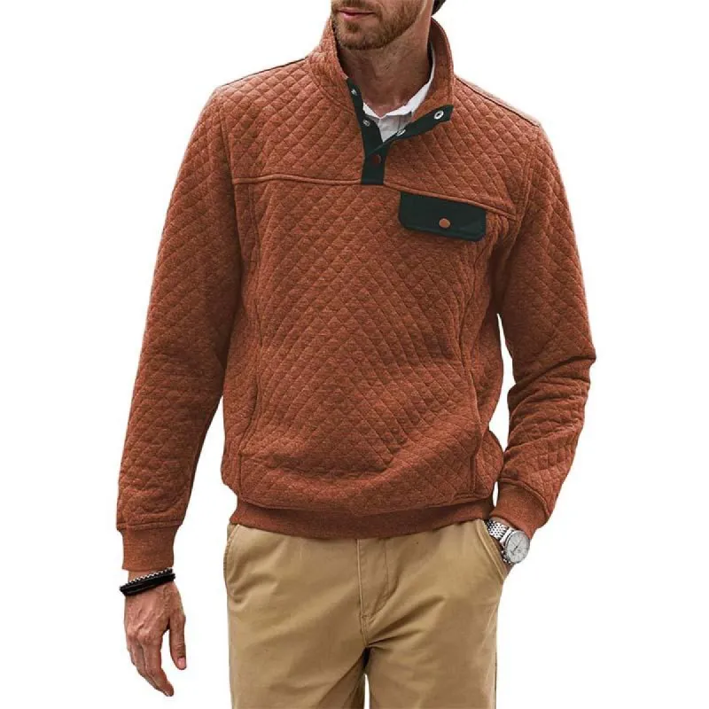 Men's Classic Casual Slim Stand Collar Pocket Long Sleeve Sweatshirt 24499443K sold by Manly