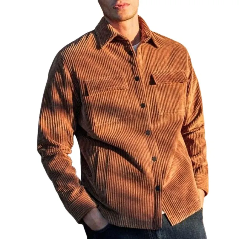 Men's Vintage Classic Casual Multi-Pocket Corduroy Shirt 00583857K sold by Manly