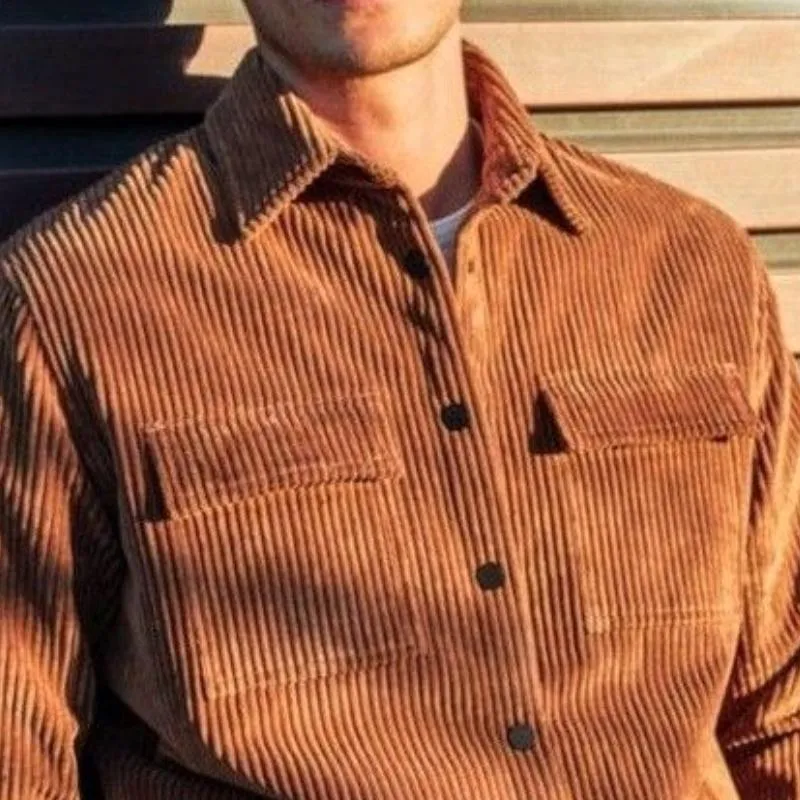 Men's Vintage Classic Casual Multi-Pocket Corduroy Shirt 00583857K sold by Manly product image thumbnail 3