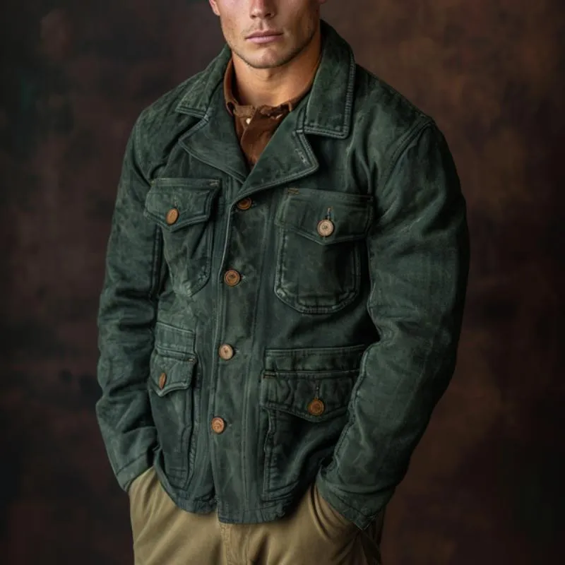 Men's Multi-Pocket Lapel Suede Jacket 36579592F sold by Manly product image thumbnail 2