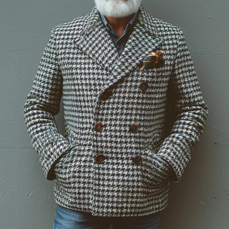Men's Vintage Casual Houndstooth Double Breasted Jacket 49970181X sold by Manly product image thumbnail 3