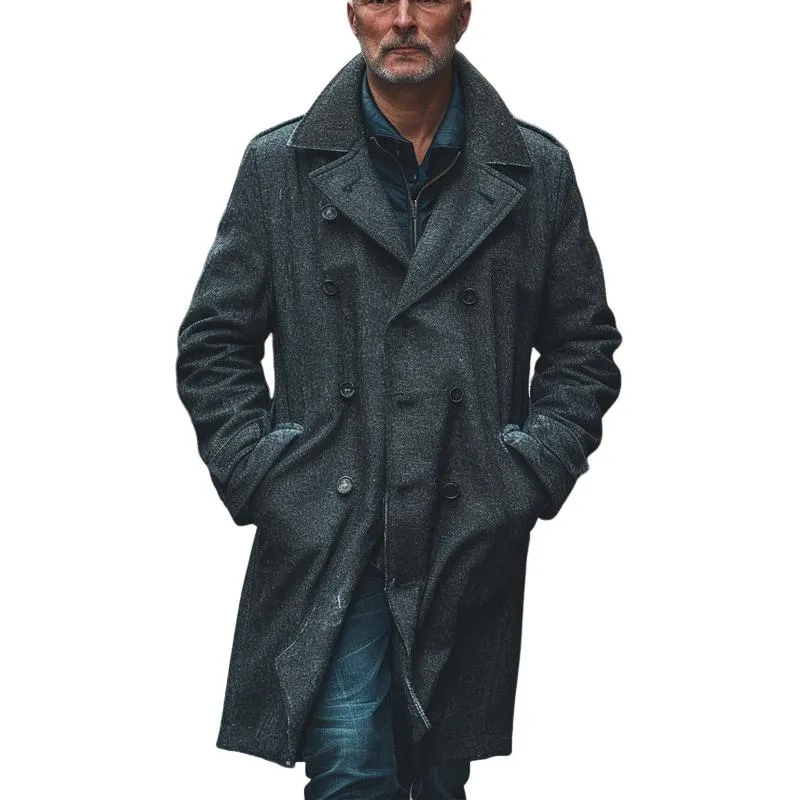 Men's Casual Loose Double-breasted Coat 01253917X sold by Manly