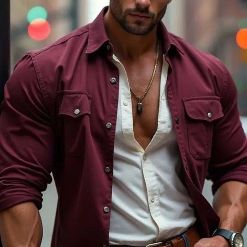 Men's Vintage Classic Casual Multi-Pocket Button Work Shirt 68114838K sold by Manly product image thumbnail 3