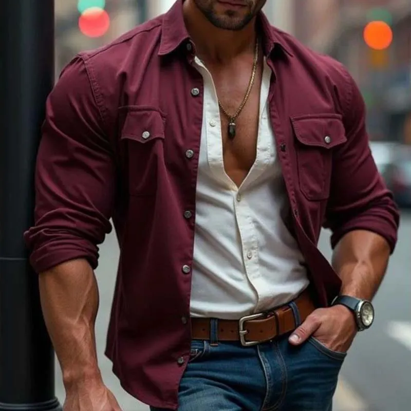 Men's Vintage Classic Casual Multi-Pocket Button Work Shirt 68114838K sold by Manly product image thumbnail 2