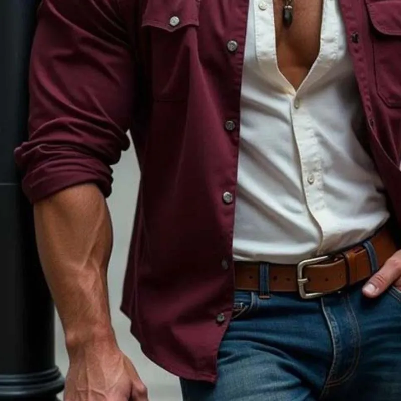 Men's Vintage Classic Casual Multi-Pocket Button Work Shirt 68114838K sold by Manly product image thumbnail 4