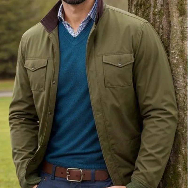 Men's Classic Casual Multi-Pocket Stand Collar Work Jacket 78107411K sold by Manly product image thumbnail 2