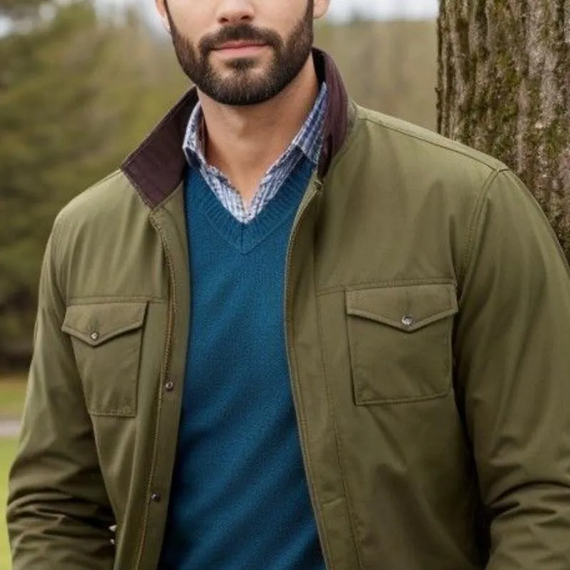 Men's Classic Casual Multi-Pocket Stand Collar Work Jacket 78107411K sold by Manly product image thumbnail 3