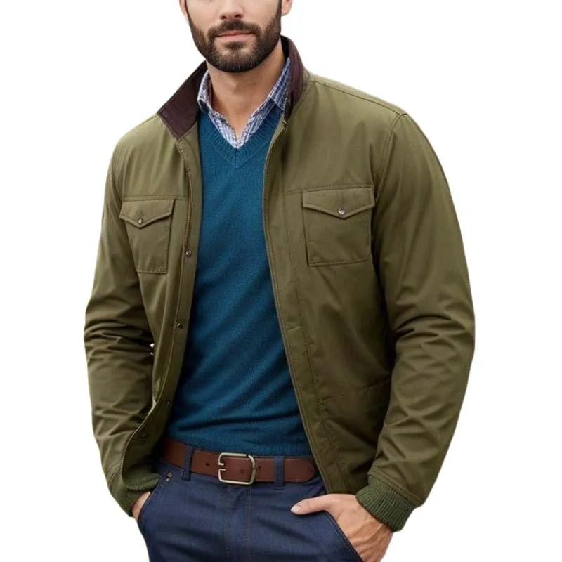 Men's Classic Casual Multi-Pocket Stand Collar Work Jacket 78107411K sold by Manly