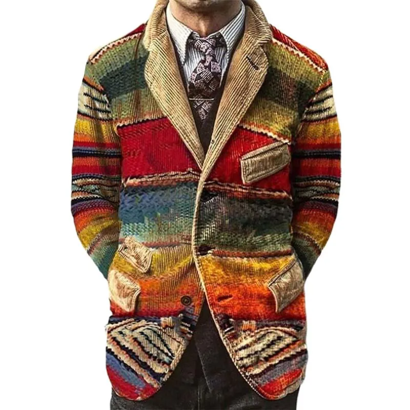 Men's Classic Casual Printed Multi-Pocket Corduroy Blazer 04780544K sold by Manly
