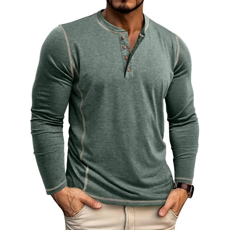 Men's Casual Long Sleeve Henley Shirt 39284250F sold by Manly