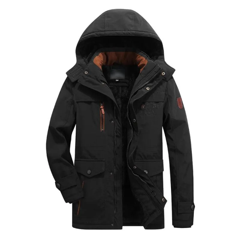 Men's Thickened Mid-Length Hooded Jacket 87547847F sold by Manly