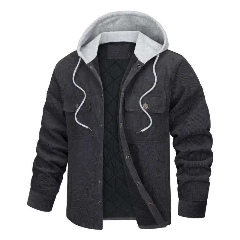 Men's Hooded Corduroy Warm Cotton Jacket 70443252F sold by Manly product image thumbnail 2