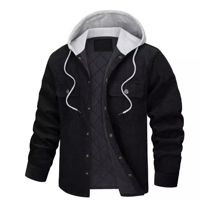 Men's Hooded Corduroy Warm Cotton Jacket 70443252F sold by Manly product image thumbnail 3